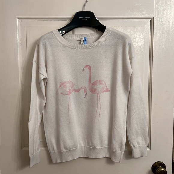 Joie Cream Flamingo Crewneck Sweater size XS - Picture 1 of 11
